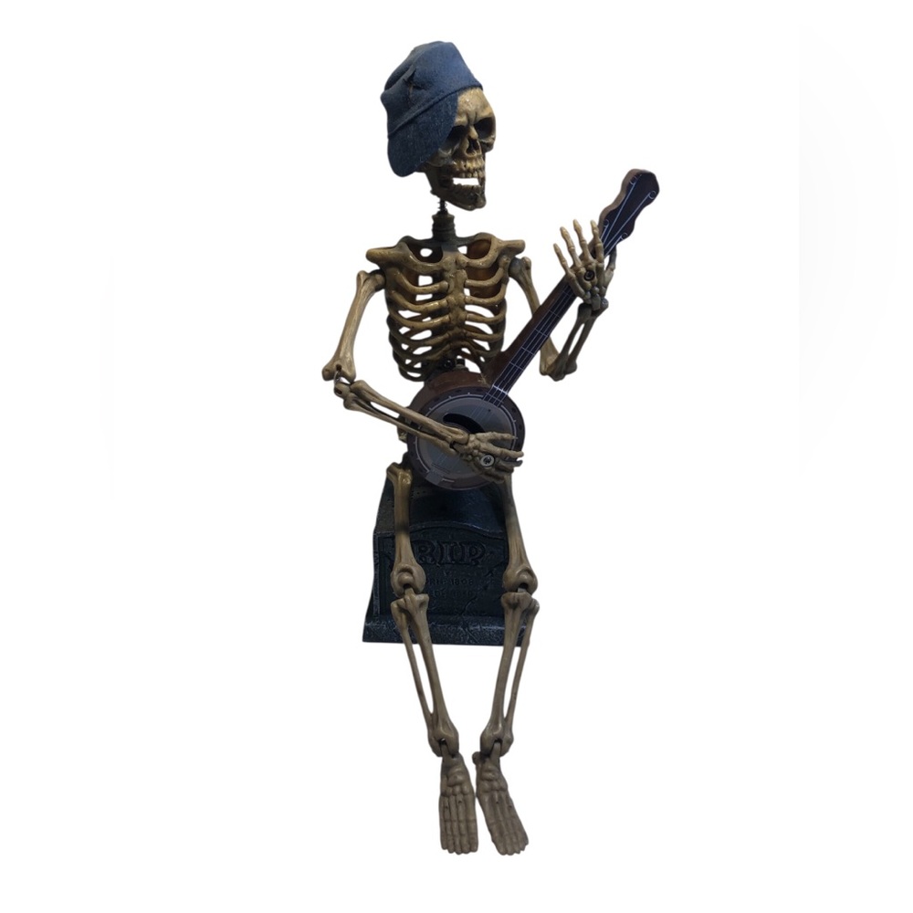 Halloween Animated Dixie Dancing SKELETON Magic Power Banjo 2010 WORKS  12"
